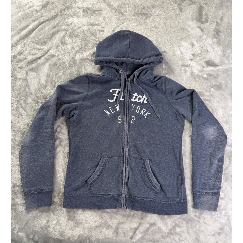 Abercrombie & Fitch New York 92 Full Zip Hoodie Sweatshirt 2000s Womens L Blue